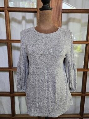 Gap Kids Gray Knit Bubble-Sleeve Sweater